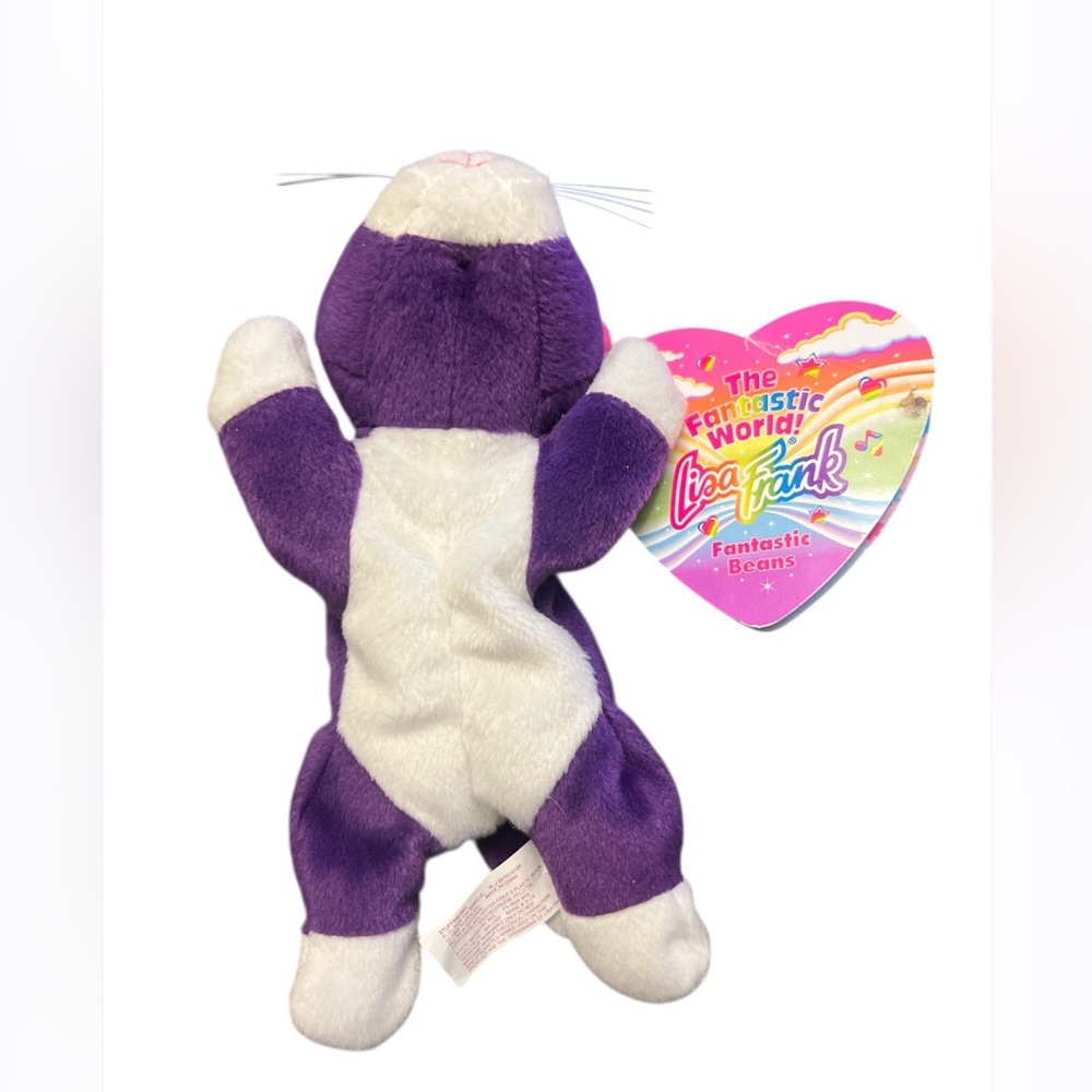 Vtg 1998 Lisa Frank Playtime Cat Plush Purple 8” Fantastic Beans Beanie W Tags - Picture 4 of 4